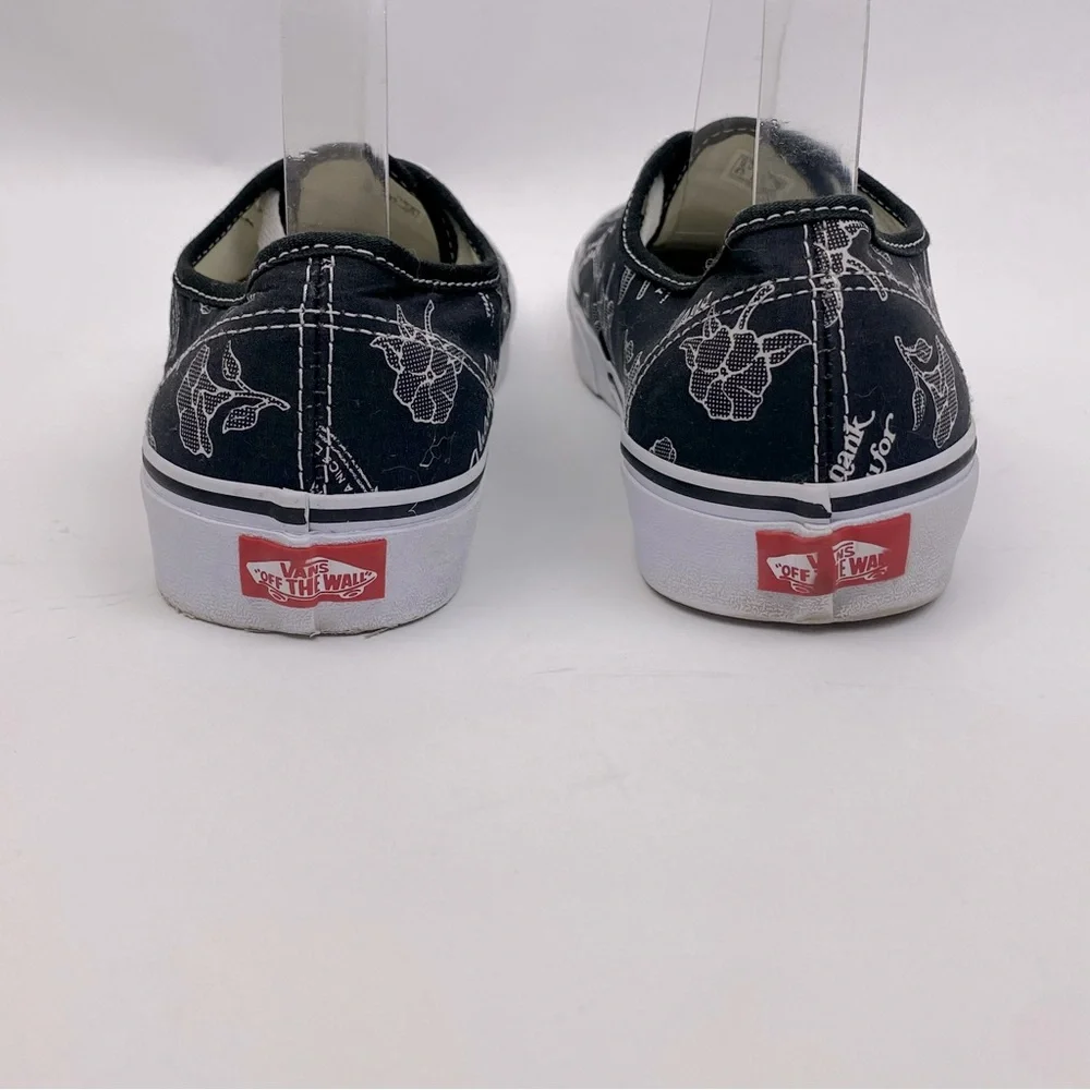 VANS Authentic Thank You Floral Black Women's Sneakers Color Black/White SZ 10.5 - Picture 4 of 10